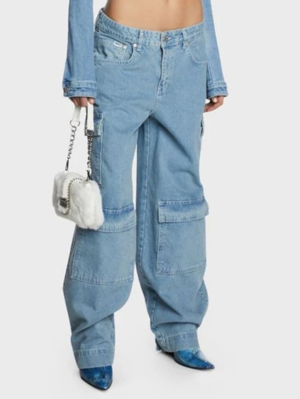 The Ragged Priest Light Blue Wide Leg Flare Jeans
